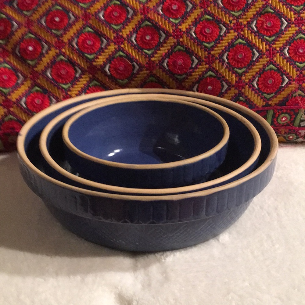Hand Crafted Blue Nested Bowls